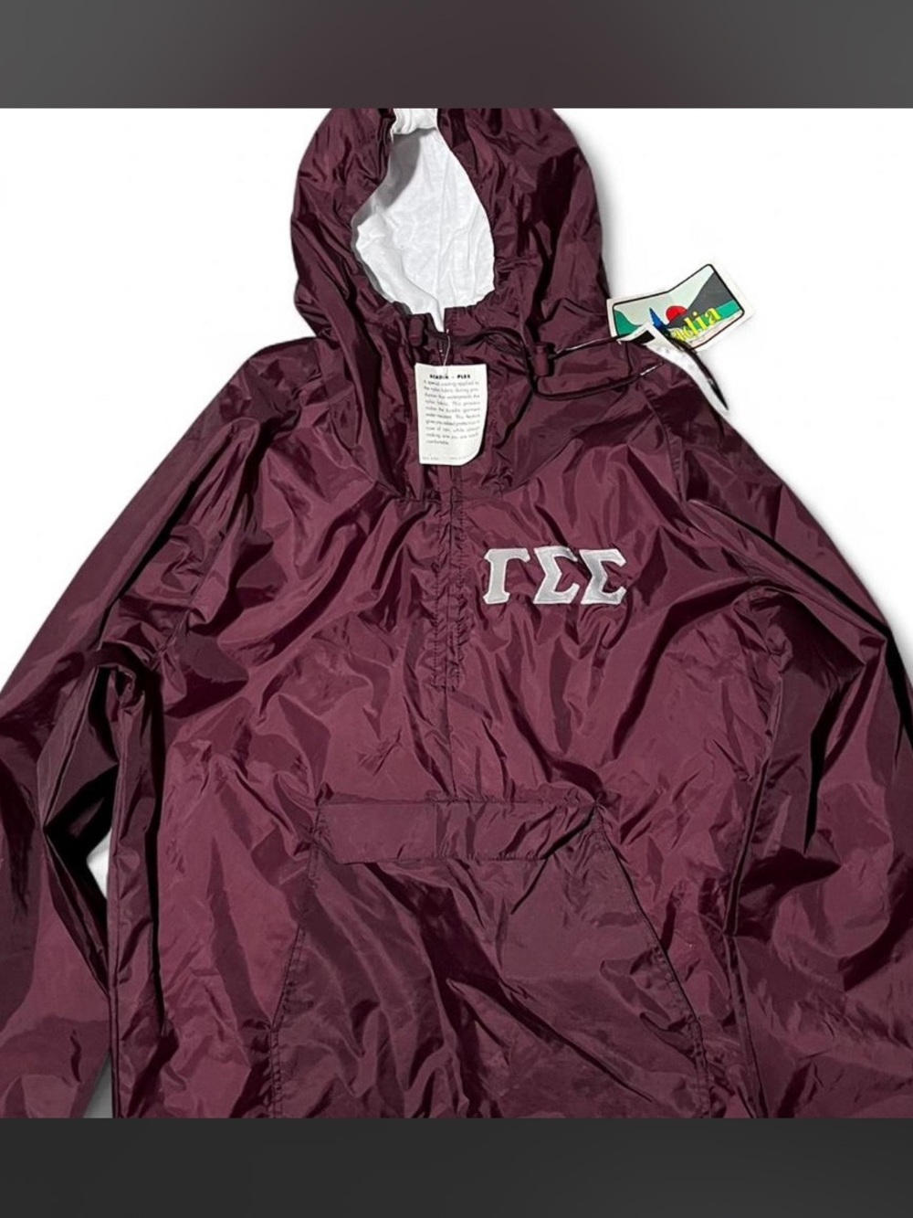 Vintage Gamma Sigma Sigma Windbreaker Jacket Deadstock NWT Acadia Maroon Large